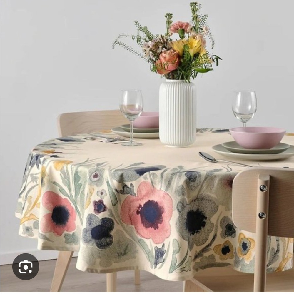 IKEA SOMMARFLOX Pink and Blue Floral Tablecloth